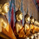 Buddha images around Wat Arun or the Temple of Dawn's ordination hall. Visit Wat Arun on our private tours in Bangkok.