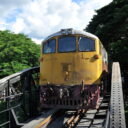 A train passing through the Bridge over the River Kwai. Visit it on our private tour from Bangkok to Kanchanaburi.