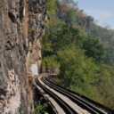 Railway bridge near Krasae cave along the Kwai river in Kanchanaburi 