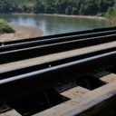 Railway bridge near Krasae cave along the Kwai river in Kanchanaburi province