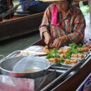 Fresh deep-fried spring rolls at Damnoen Saduak floating market