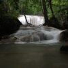 One of the 7 levels of waterfalls at Erawan National Park in Kanchanaburi