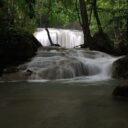 One of the 7 levels of waterfalls at Erawan National Park in Kanchanaburi