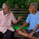Senior residents chatting at Khlong Toey Market