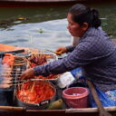 Grilled pork on sticks at Tha Kha floating market