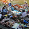 Local vendors at Tha Kha floating market, one of the last remaining authentic floating markets.