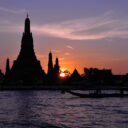 Wat Arun, or the Temple of Dawn, at sunset