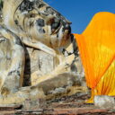 Reclining Buddha temple ruin at Wat Lokayasutharam in Ayutthaya