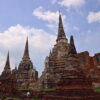Temple ruin with three giant pagodas at Wat Phra Sri Sanphet in Ayutthaya